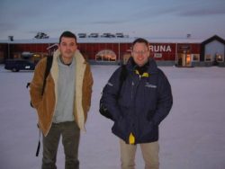 Pete and Woolfy at Kiruna Airport