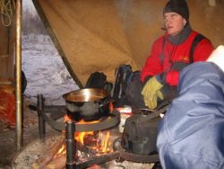 Peter, our guide, cooks up the reindeer soup