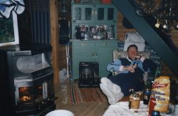 Warming up in the lodge