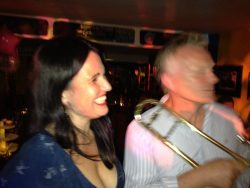 The trombone draws its usual crowd...