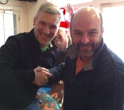 There he is! Wally's stealing the limelight from Richie's prize.