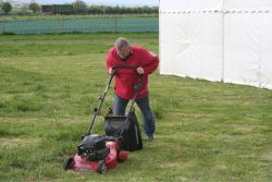 Joe mows the course