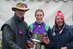 ...Joe presents the trophy to the Lady Myfanwy's jockey