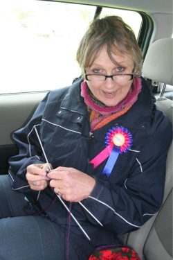 Deciding she hasn't brought enough layers, Wiola knits herself a jumper