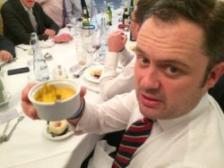 Ed is unamused with his 'hot' creme brulee