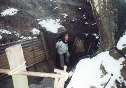 Salwyn Jones emerging from the trench network