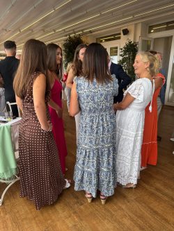 Ladies and their dresses.